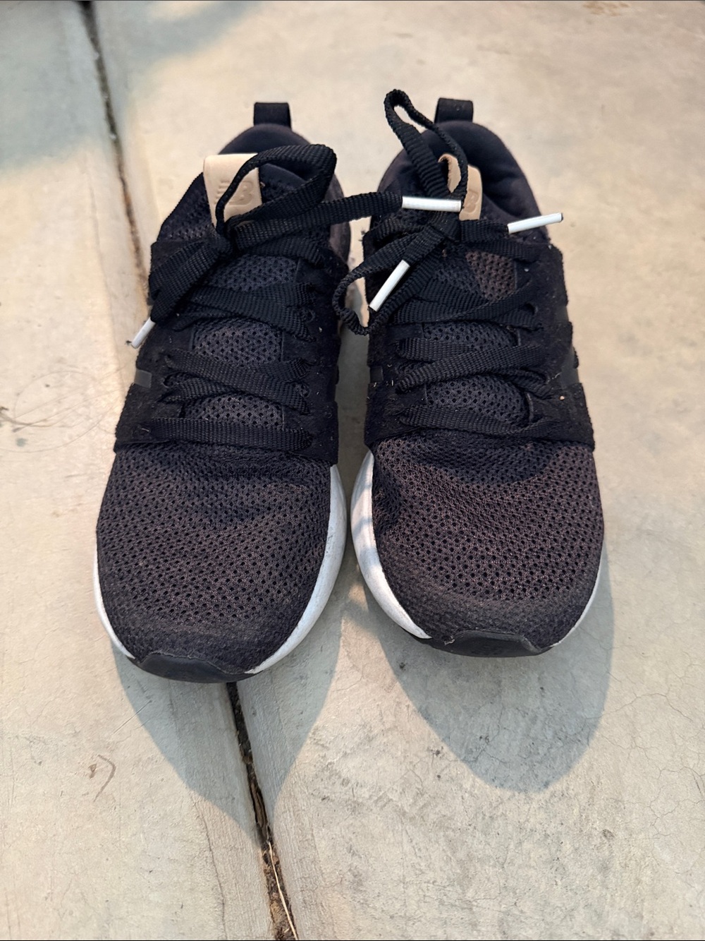 New Balance Black Knit Athletic Sneakers with White Accents